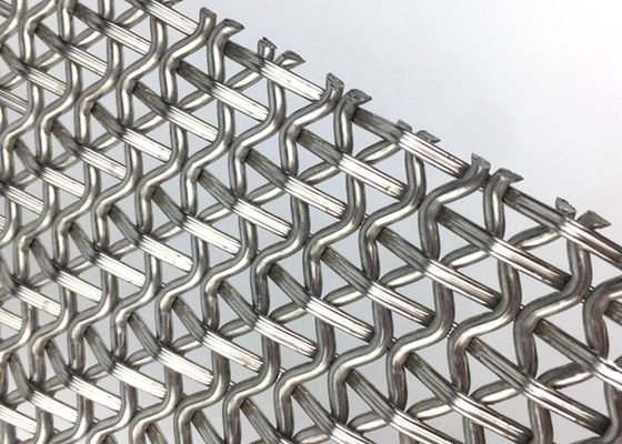 SS316 প্রাকৃতিক রঙের ওয়েভ জাল সজ্জিত তারের জাল প্যানেল জারা প্রতিরোধের